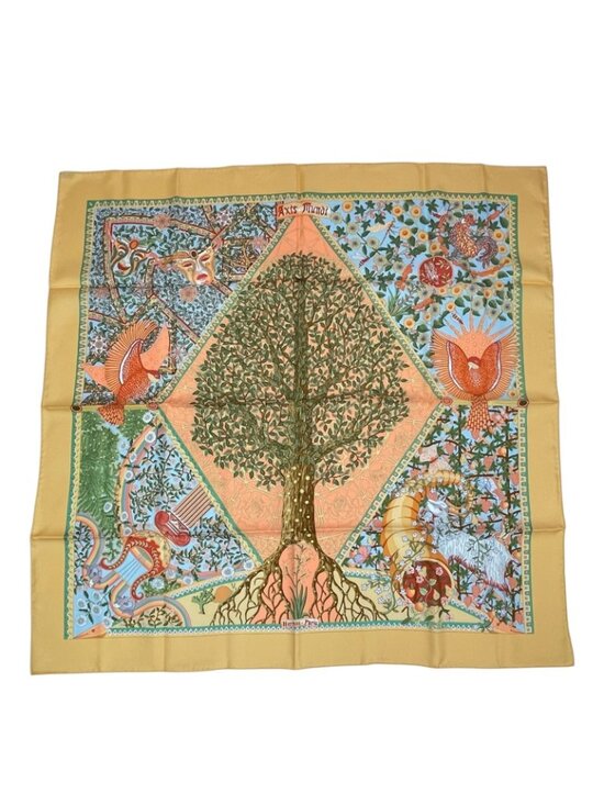 Hermès Carre 90 Silk Scarf Axis Mundi | eBay Hermes Silk 100% Scarf Carre 90 Axis Mundi Center of the World Multicolor